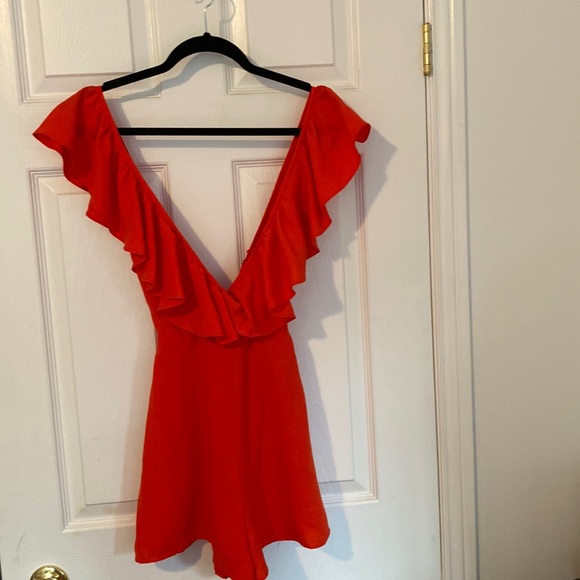 Red frill romper - Picture 1 of 2